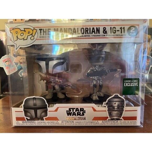 Funko Pop Star Wars The Mandalorian & IG-11 2 Pack Barnes Noble Exclusive Rare - Picture 1 of 9